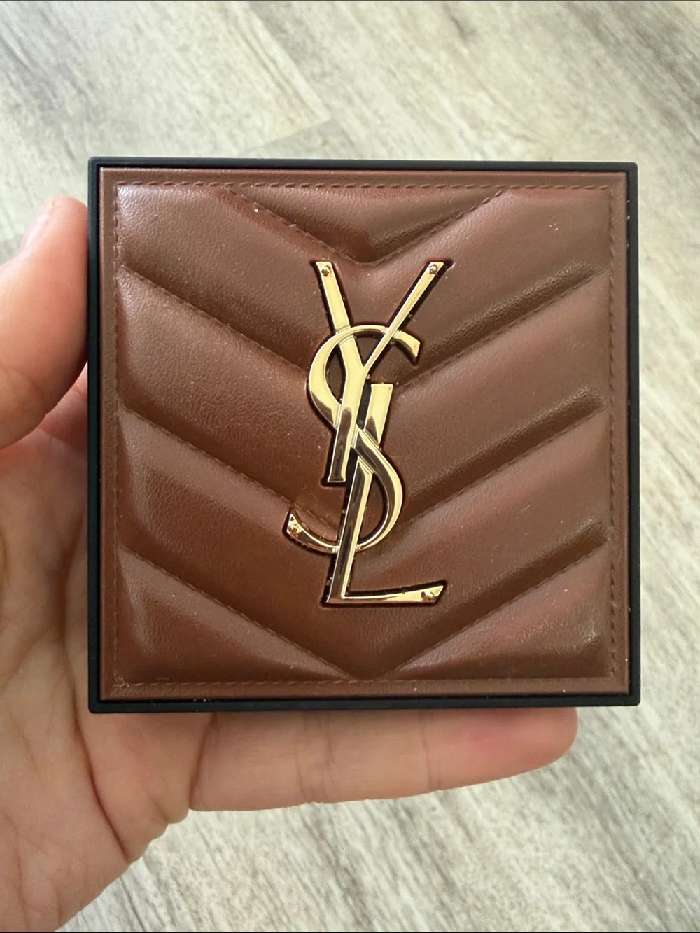 Saint Laurent Quilted Brown Bronzer Compact with Gold YSL Logo